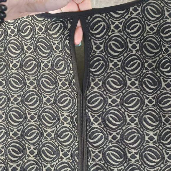 Black & Tan Geometric Pattern Long Sleeve Dress By Max Edition L Babydoll Office - Picture 5 of 11